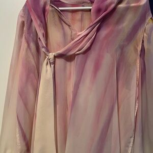 Eloquii Pink and Purple Watercolor Blouse